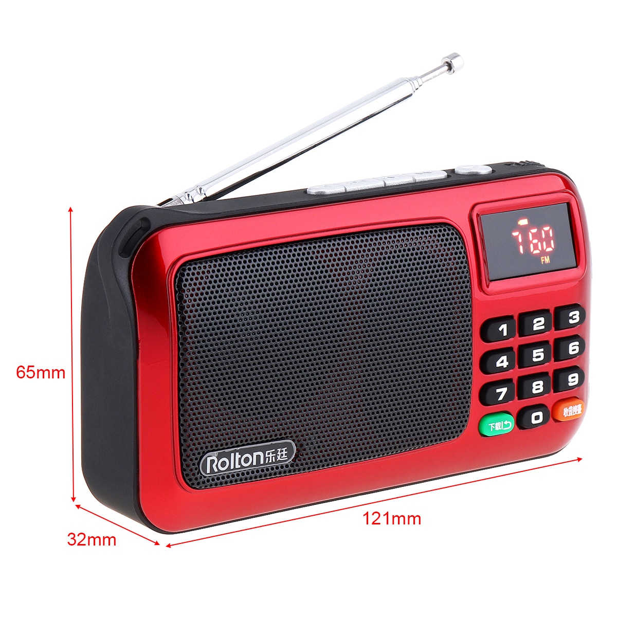 Rolton W405 Portable TF Card USB Mini FM Elder Radio Speaker with LCD Display Subwoofer MP3 Player/Torch Lamp/Verify