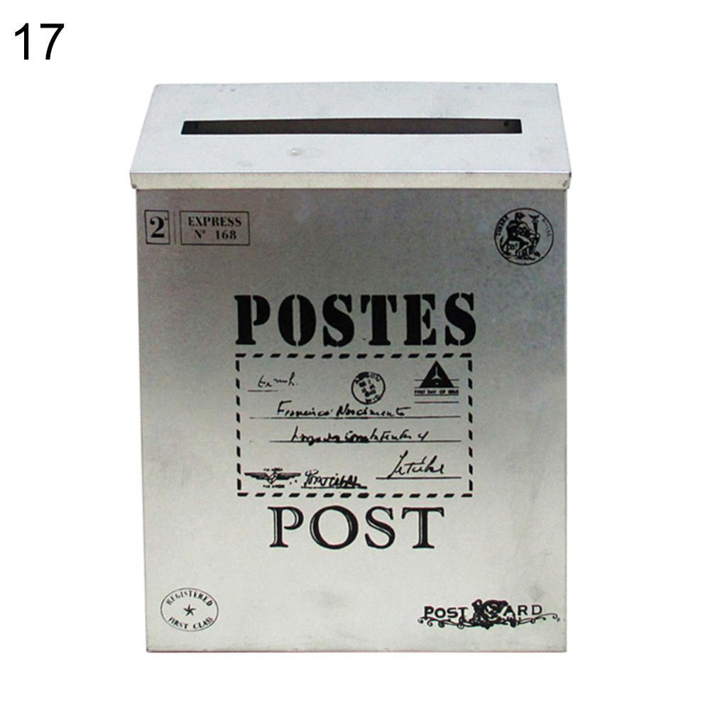9 colors Post Box Vintage Metal Mail Box Case Wall Hanging Iron Mailbox Mail Postal Letters Newspaper Box Home Decor Oranment: 17
