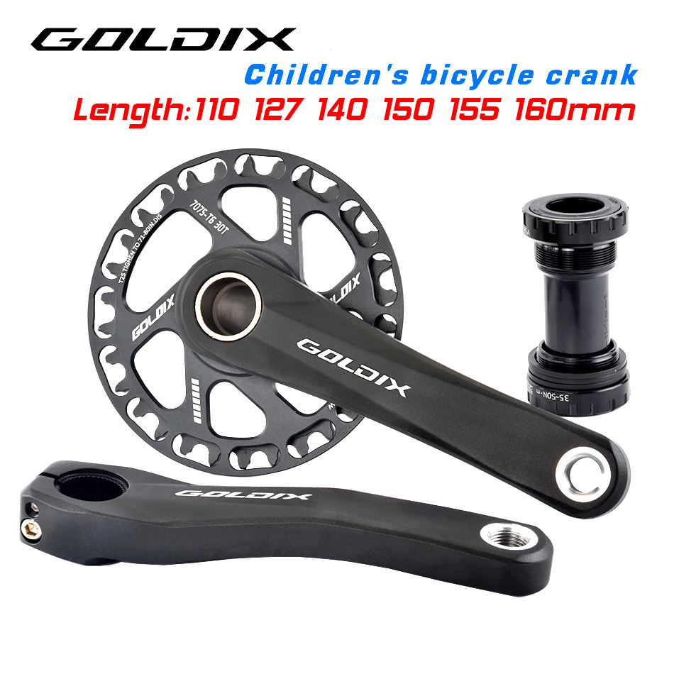GOLDIX Kinderen Fiets Crankstel 110/127/140/150/155/160mm Crank met Beschermende Schijf 30T 32T Kettingwiel Kids Fiets Accessoires