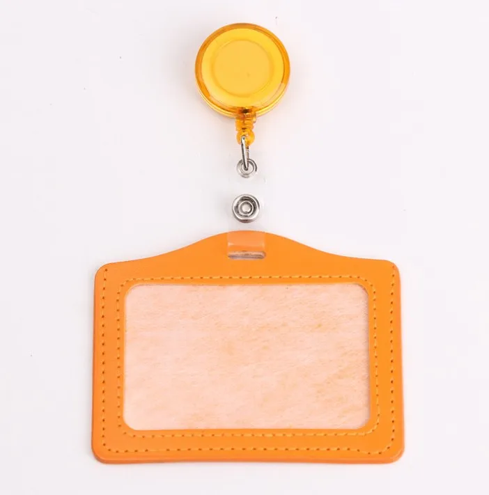 1 Set PU ID Staff Employee's Card Holder with Retractable Badge Reel Students Old People Bus Card Sleeve Pass Access Card Cover: WHITE