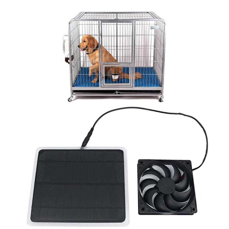 Mini universial soldrevet ventilator til hund drivhus kyllinghus energibesparende køling