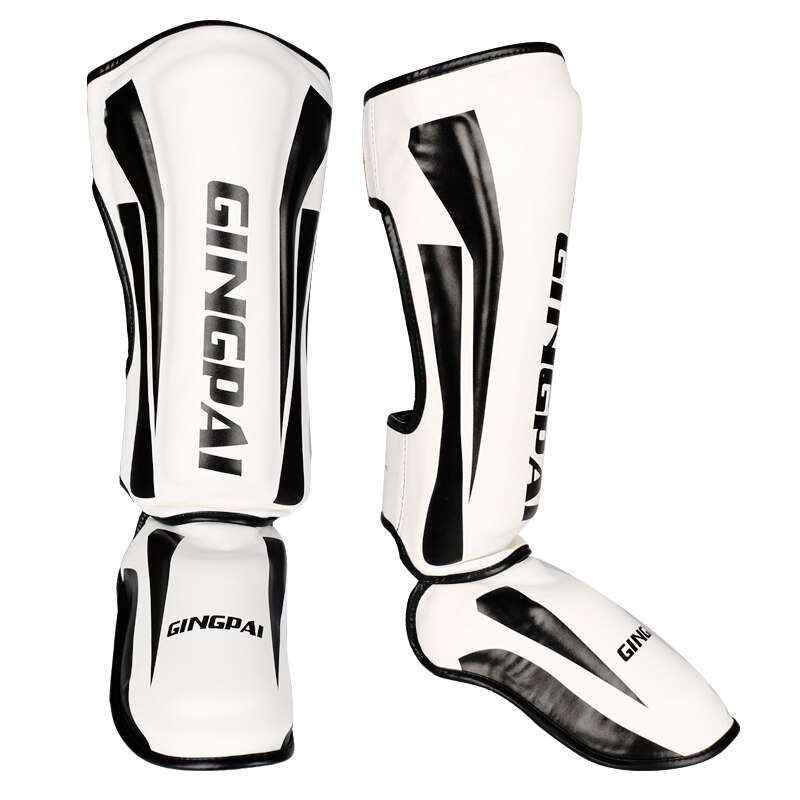 Vuxen muay thai boxning benskydd vristen mma kickboxning fotledsskydd kampsport kickboxning legging taekwondo utrustning: Yg vit / L 160-195cm
