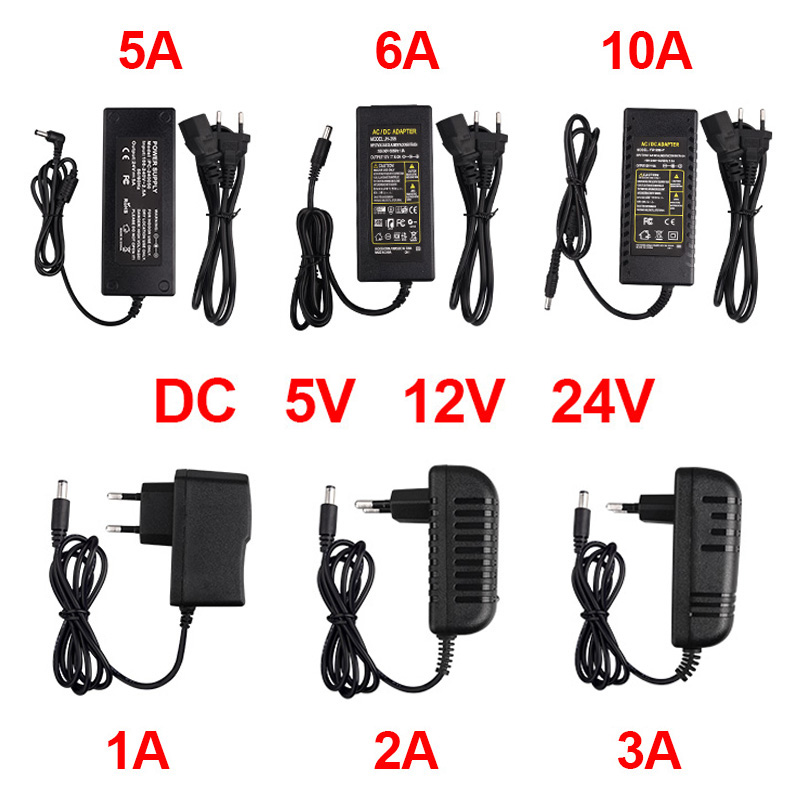 Adaptador de fuente de alimentación DC 5V 12V 24V, transformador de iluminación 1A 2A 3A 5A 6A 8A 10A, convertidor de AC100V-240V, cargador para tira LED CCTV