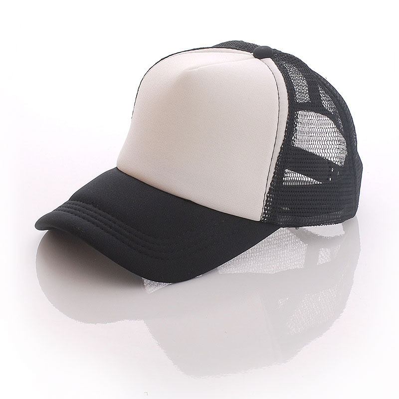 10pcs Sublimation Blank Colorful Polyester Mesh Cap Hat with Pink Grey Black Blue DIY Heat Press Printing Transfer: Black