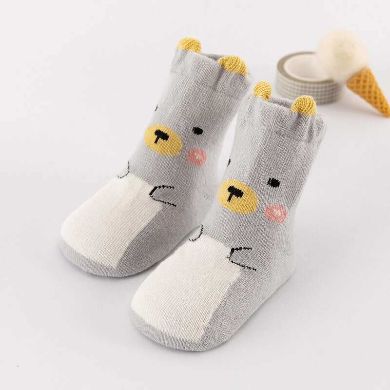 Wecute Baby Peuter 3D Cartoon Dier Sokken Pasgeboren Kids Leuke Zachte Anti-Slip Sokken Baby Warme Sokken Voor 0-3 Jaar Jongens &amp; Meisje: light gray / 11cm for 1-3year