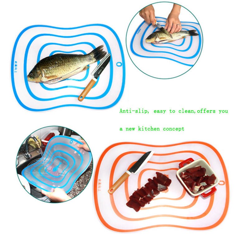 Flexible Kitchen Plastic Chopping Block Meat Fish Cutting Board Breadboard Non-slip Frosted Antibacteria Fruit Cutting Block