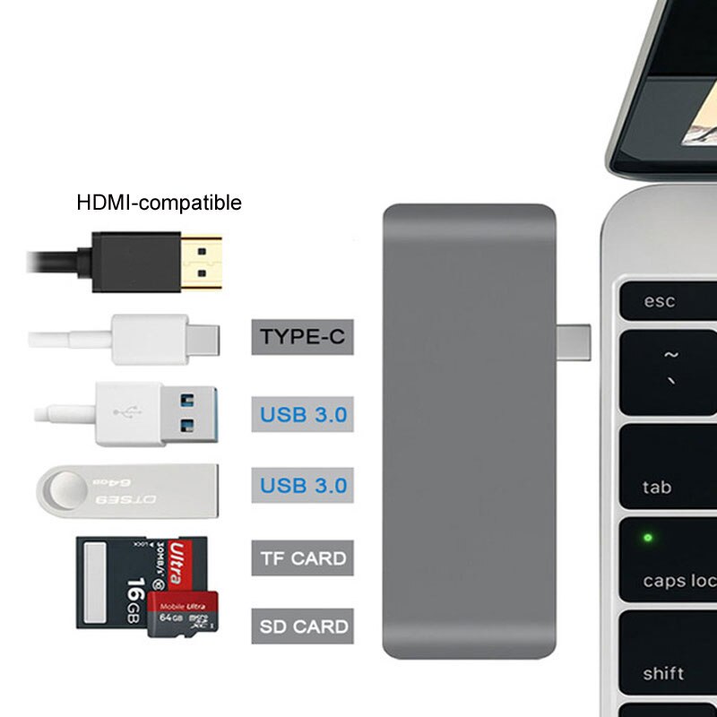 Marsea Thunderbolt 3 Usb C Hub Hdmi-Compatibel Met Pd Tf Sd Kaartlezer 3.0 Hub Usb C Dock voor Macbook Pro/Air USB-C Otg