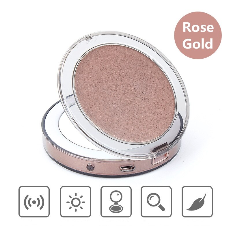 Espejo de maquillaje plegable con luz led 5 veces aumento espejo cosmético anillo de belleza espejo de luz foto Luz de relleno espejos pequeños