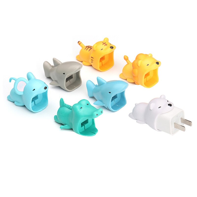 Fffas kabel opruller bid sød tiger lænd bjørn dyr kabelbeskytter usb kabel organizer chompers oplader ledning holder til iphone