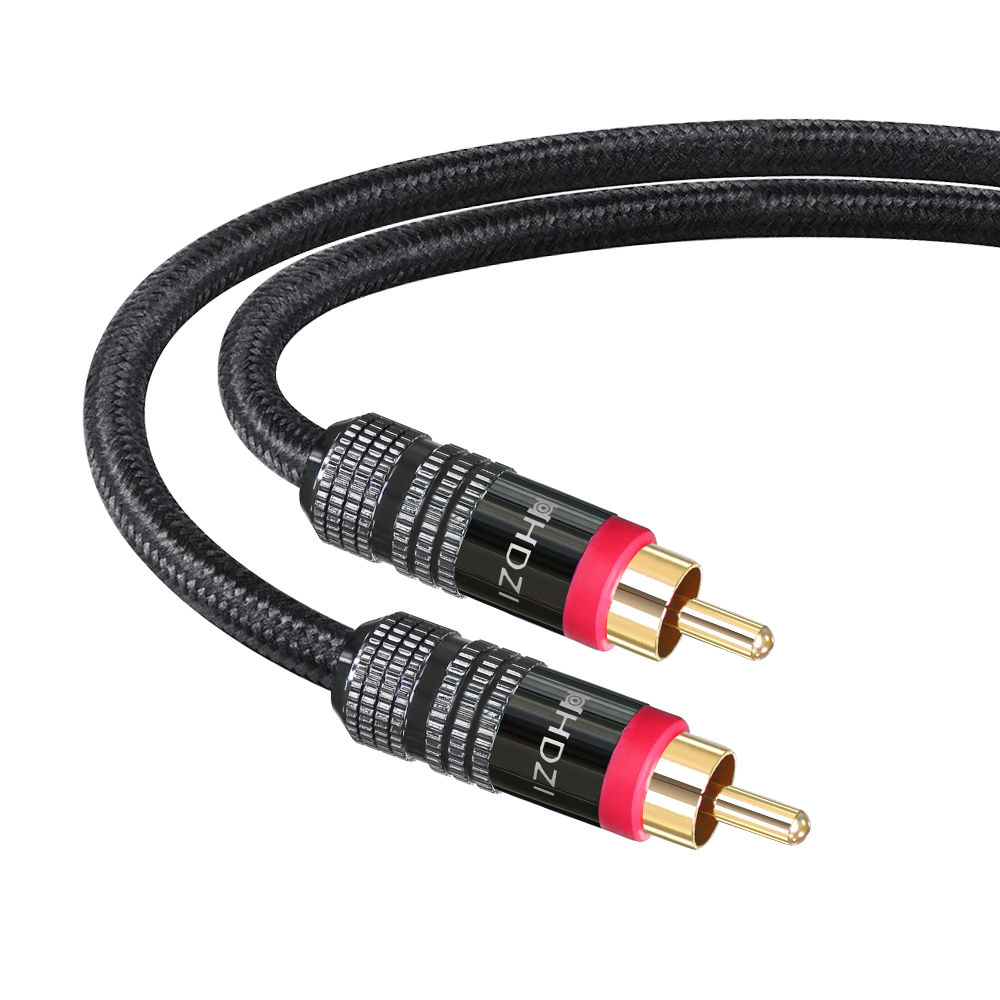 Cable coaxial de audio digital HHDZI [conectores chapados en oro de 24 quilates] Premium S/PDIF RCA macho a RCA macho para cine en casa, HDTV,