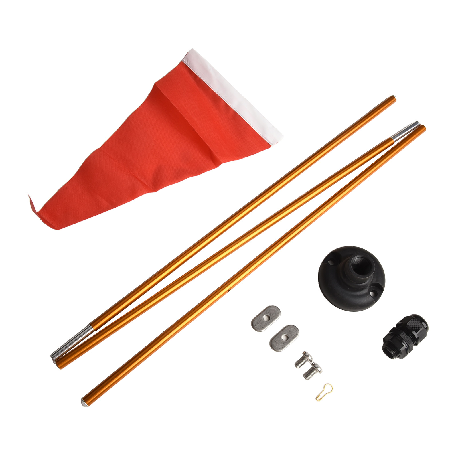 Kit base bandiera di sicurezza per kayak canoa barca con bandiera rossa e palo pieghevole in lega di alluminio per progetti fai da te marini