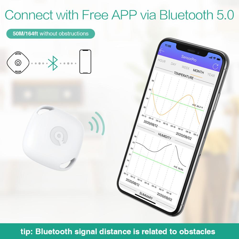 Oria trådløs termometer bluetooth hygrometer til android / ios indendørs udendørs temperatur fugtighedsmåler alarm