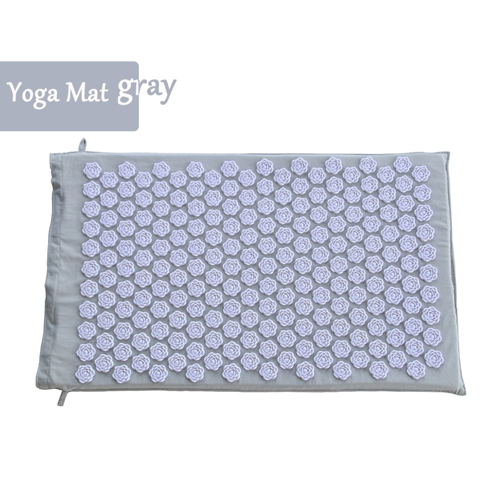 Lager Yoga Acupressure Mat and Pillow Set, with Bag,Non Slip ,Back and Neck Pain Relief and Muscle Relaxation Massage Cushion: GRAY Mat