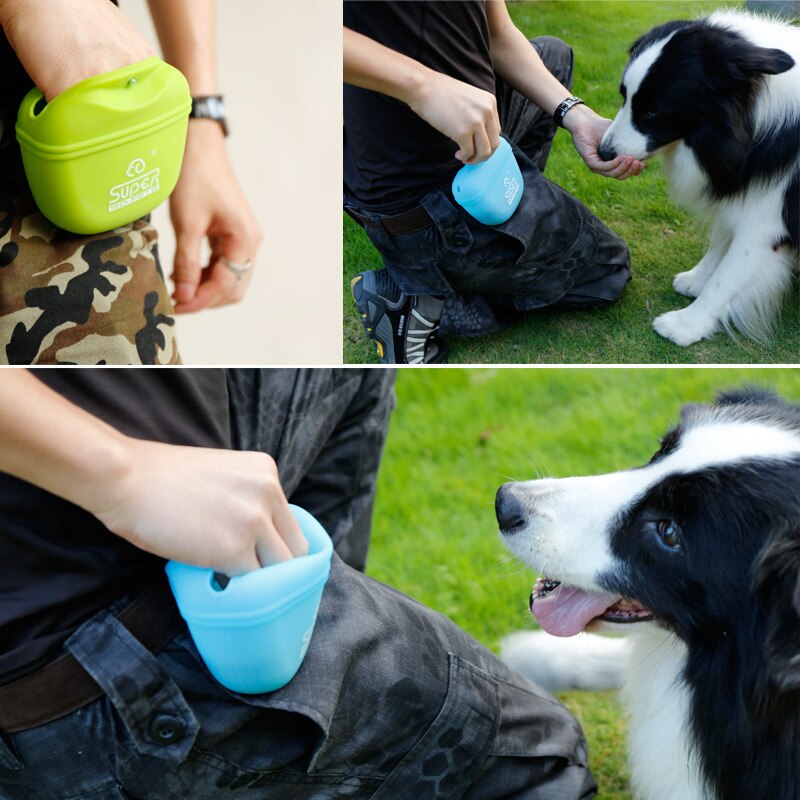 Cawayi kennel mini udendørs talje taske bærbar behandler taske træning hundelomme mad snack taske silikone haversack kæledyrsforsyning  d1612