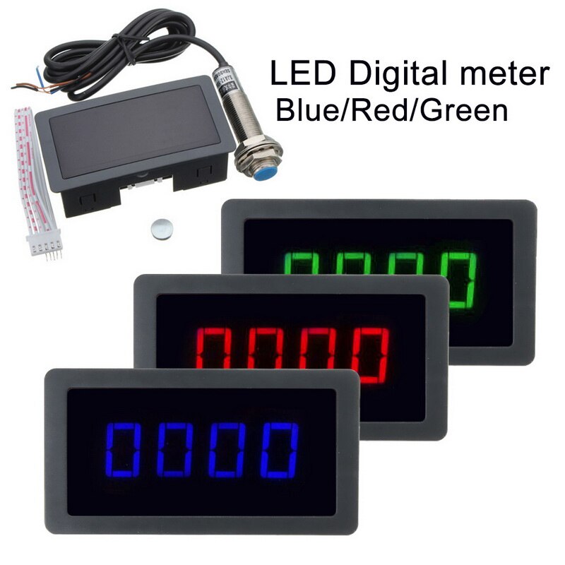 Led Digitale Toerenteller Dc 8-24V Digitale Toerenteller Rpm Gauge Snelheid Meter Met Hall Proximity Sensor 10-9999 Rpm