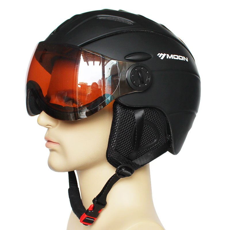 MOON Half-covered Ski Helmet Integrally-molded Sports man women snow Skiing Snowboard Helmets with Goggles cover