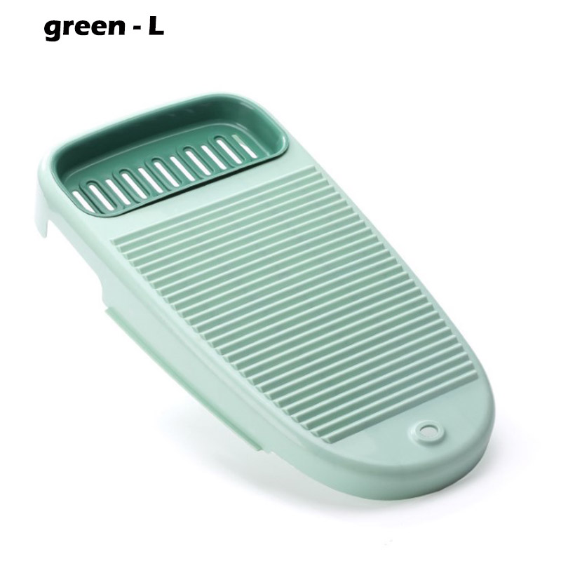 2 in 1 Laundry Clothes Washing Board Plastic Thicken Washboard with Soap Holder Seat Box Scrubbing Bathroom Cleaning Laundry: green - L