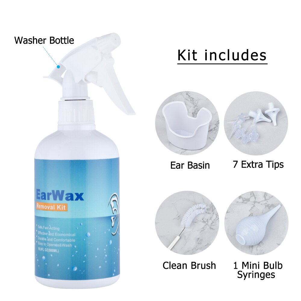 500/300ml Ear Cleaner Kit Ear Wax Remover Plastic Bottle Ear Irrigation Washer Set for Adults Kids Ear Care limpiador de oidos