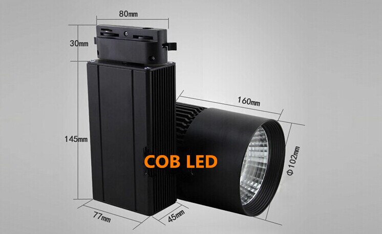 30W COB llevó la luz de la pista iluminación de carril foco de igualdad to200w lámpara halógena 110v 120v 220v 230v 240v lámpara de seguimiento carril lámpara