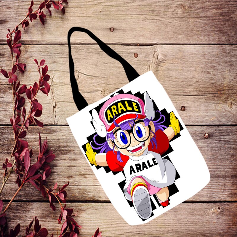 1 Uds lindo Arale Anime hombro de la lona bolsas Casual Bolsa Tote de dibujos bolso de Viaje unisex: see chart9