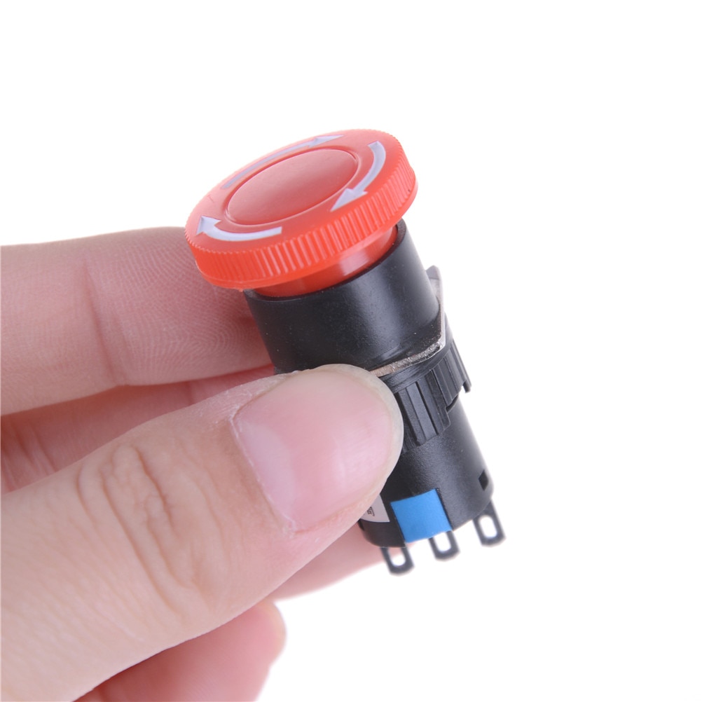16mm røde svampe nødstop e-stop switch 3 pins no+nc  dc 30v 5a ac 250v 3a nødstop trykknapkontakt