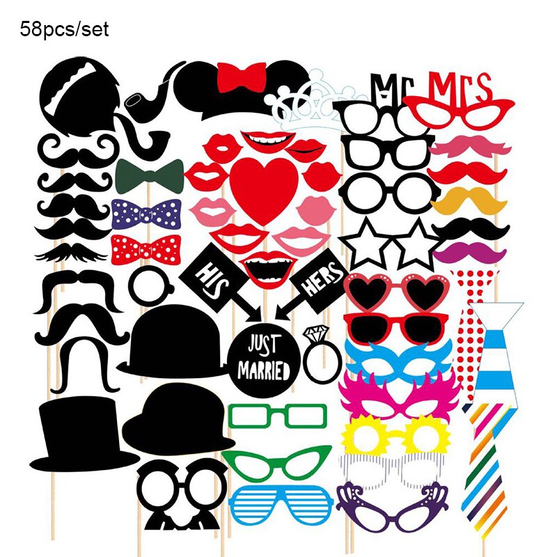Funny Birthday Photo Booth Props DIY Mr Mrs Wedding Groom Bridal Party DIY Decorations Photobooth Mask Accessories Photo Props: Light Grey