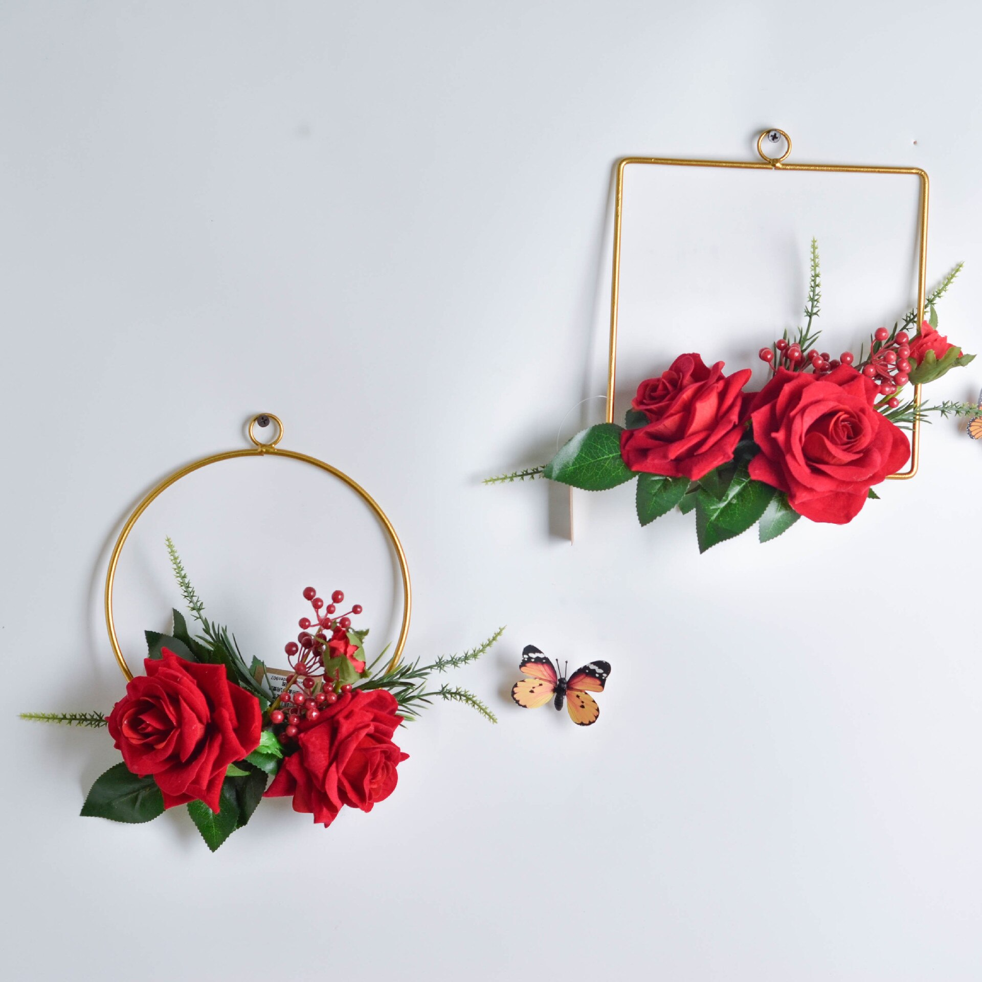 Cilected blomstret bøjle krans sæt of 3 metal geo... – Grandado