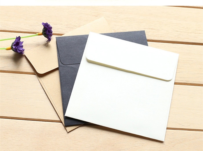 3 unids/pack Vintage Retro sobre Color sólido pequeño 10*10cm sobres de Papel Kraft para tarjeta de Scrapbooking Papeleria sl1416