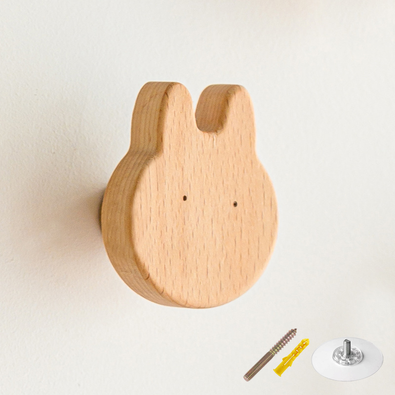 Ganchos de madera maciza para decoración de habitación, gancho de animales para colgar en la pared, gancho para llaves y abrigos, colgador de decoración del hogar, accesorios de baño y cocina, 1 Uds.: Caqui oscuro