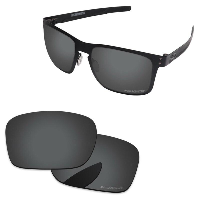 Alphax Polycarbonat POLARISIERTE Ersatz Linsen für-Oakley Holbrook Metall Sonnenbrille OO4123-Mehrere Optionen: Schwarz grau