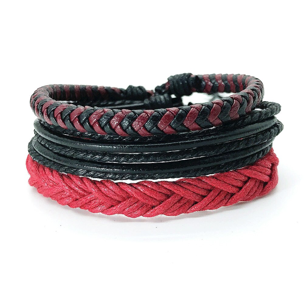 Pulsera de cuero trenzada para hombre y mujer, brazalete de cuerda multicapa hecho a mano, de joyería para pareja, 3 unids/set por juego, 2022: set 4