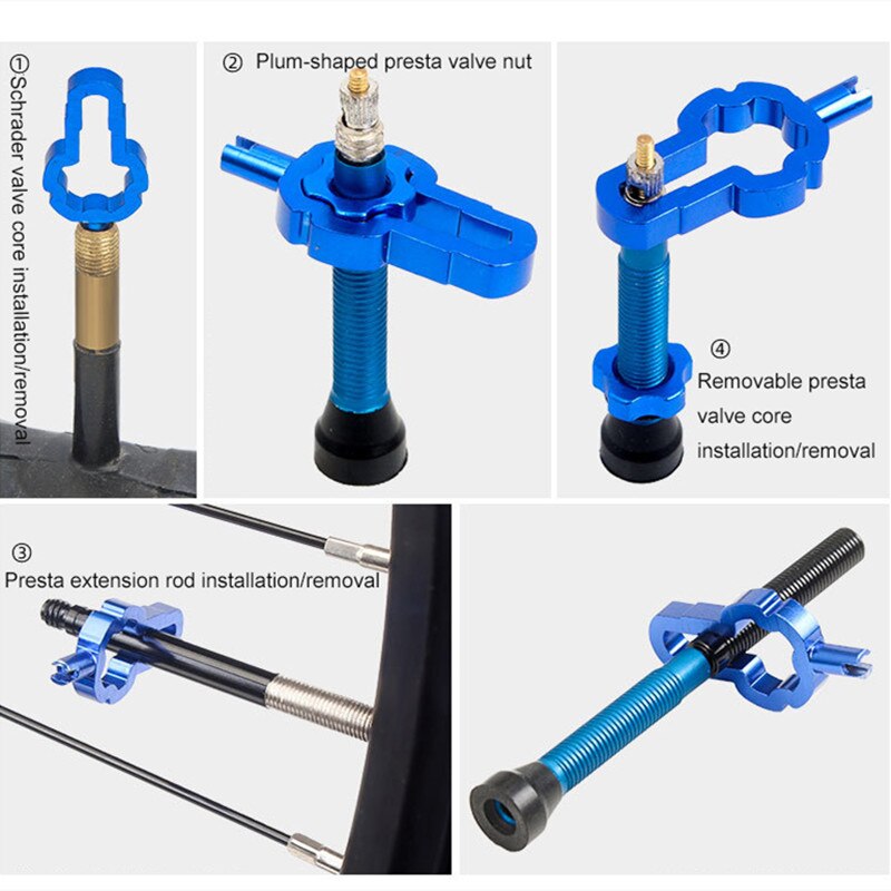 Llave de válvula Schrader para bicicleta, herramienta de desmontaje de núcleo de válvula Presta, multifunción, 1 unidad