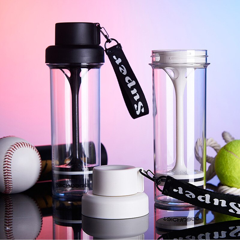 Nouveauté 4 couleur Streamer verre plastique 400ML longue crépine jus de citron TRITAN bouteille d'eau eau thé séparation tasse