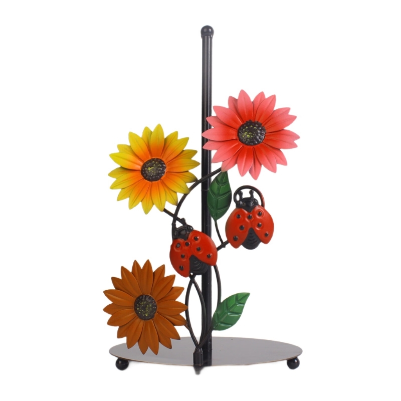 Countertop Paper Towel Holder Kitchen Roll Paper Stand Flowers Christmas Iron Napkin Stand Vertical Tissue Holder: light green