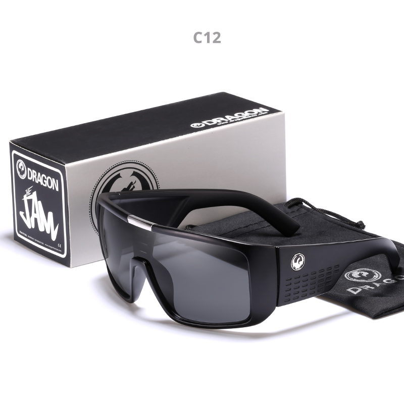 Windproof Mirrored lens Men Dragon DOMO Driving Fishing Sun glasses Square Glasses For Men UV400 Summer Shades Eyewear