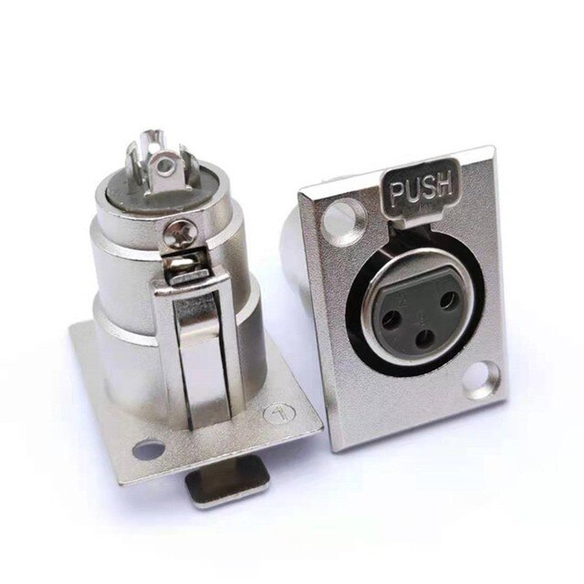 2Pcs 3 Pin XLR Male Female Socket Panel Mount Chassis Mic Jack Audio Connector For Patch Bay Snake Cable Applications: 2x Female