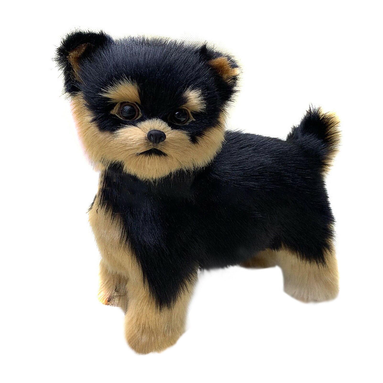 Ornament Leuke Metgezel Auto Dier Zachte Kids Knuffel Home Office Yorkie Hond Fluffy Handgemaakte Pet Puppy Simulatie Model