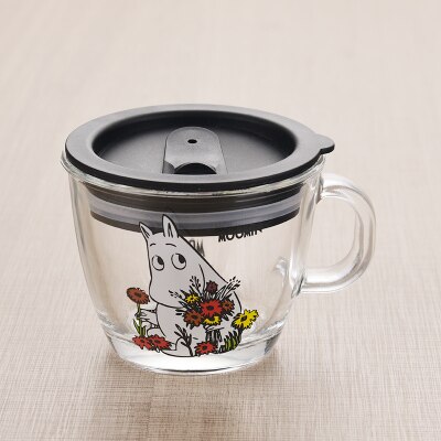 Moomins cartoon Drinkware babies glass water drink glass cup clear glass handle 210ml glass cup safe cute mug: Cover B