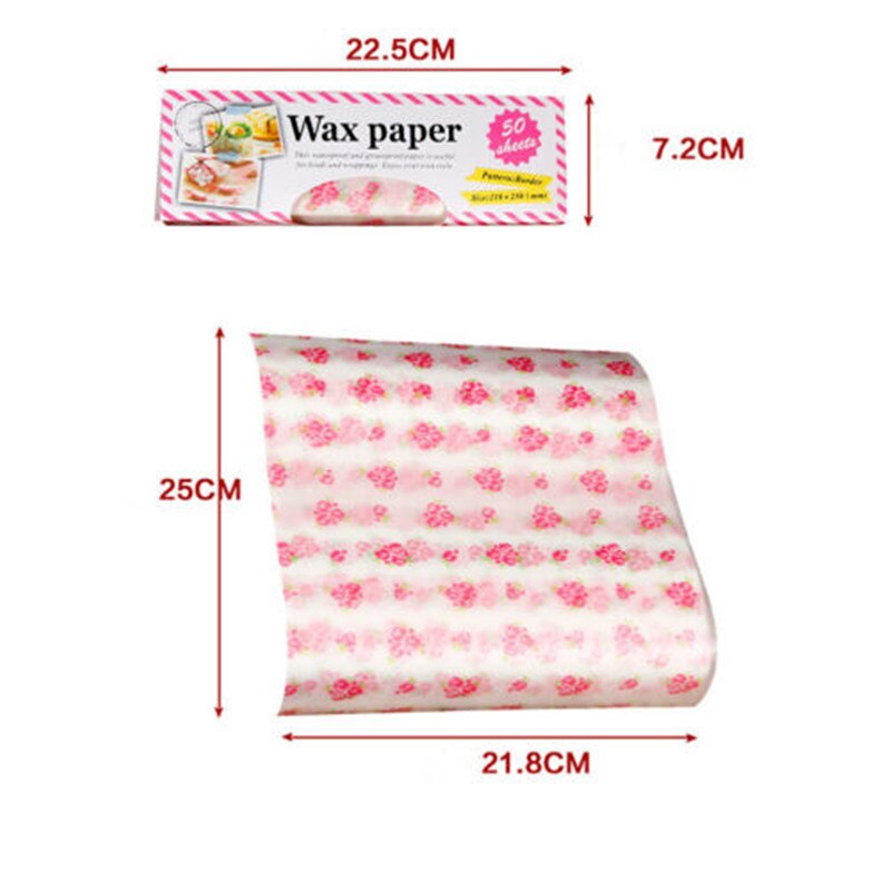 50 Stks/partij Wax Papier Food Grade Vet Papier Voedsel Wrappers Inpakpapier Voor Brood Sandwich Hamburger Frietjes Oliepapier Bakken Tools