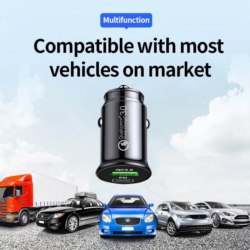 QC 3,0 Auto Ladegerät Schnelle Ladung Weiß Schwarz Mini bilden Auto Leichter Slot PD 20W USB Typ C Ladung praktisch
