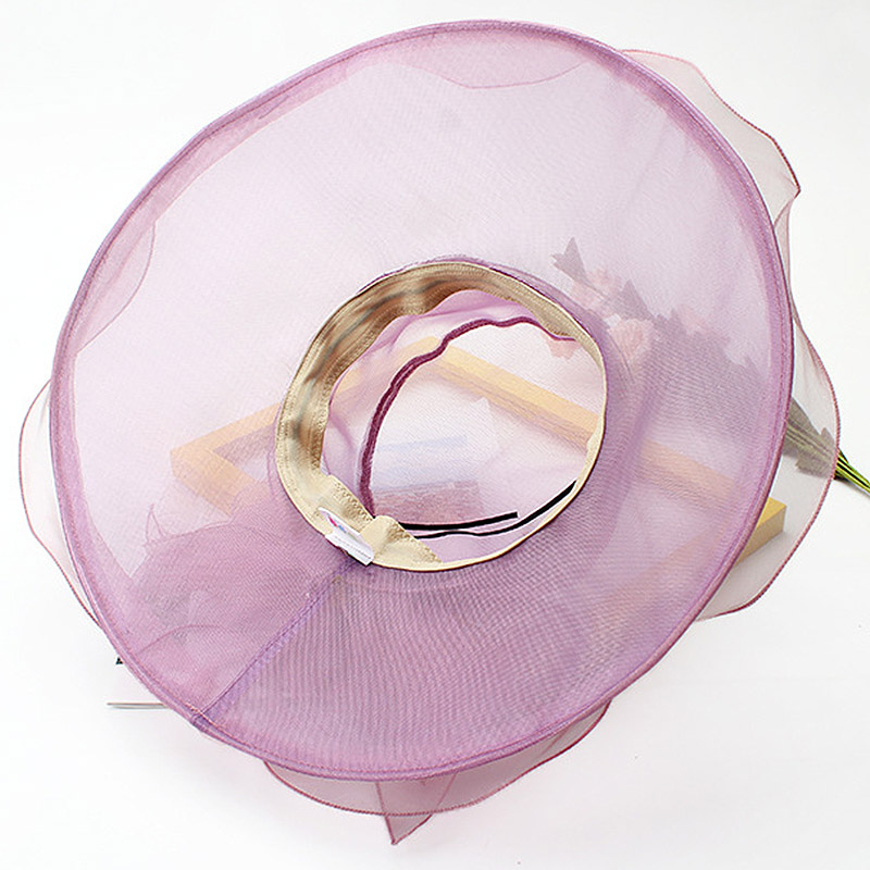 18 Color Ladies Summer Hat White Black Organza Church Fascinator Wedding Tea Party Derby Hats for Women Flower Wide Brim Sun Hat