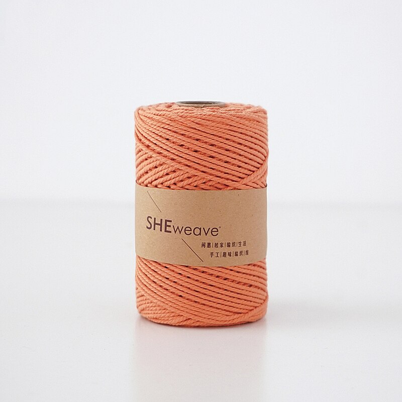 100m farvet vævet tråd garn blød polyester vævet taske vævet garn tæppe diy håndstrikket materiale farve bomuldsreb: Græskar appelsin