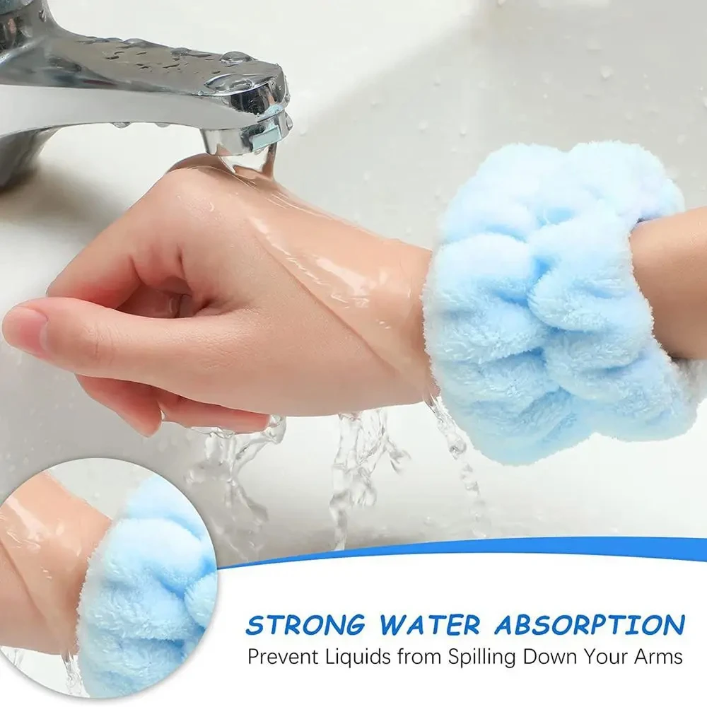 Spa Headband for Washing Face Wristband Set Sponge Makeup Skincare Headband Wrist Towels Bubble Soft Get Ready Hairband for Wome