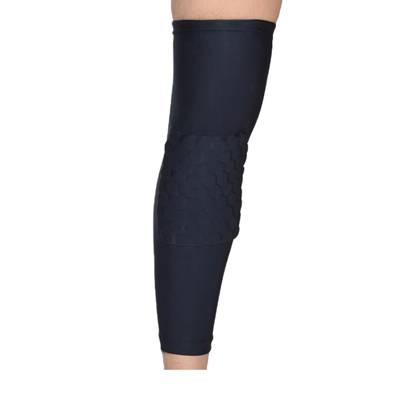 1Pc Honeycomb Sport Safety Volleyball Basketball Kneepad Compression Socks Knee Wraps Brace Protection Knee Pads Calf Leg Sleeve: Black / M