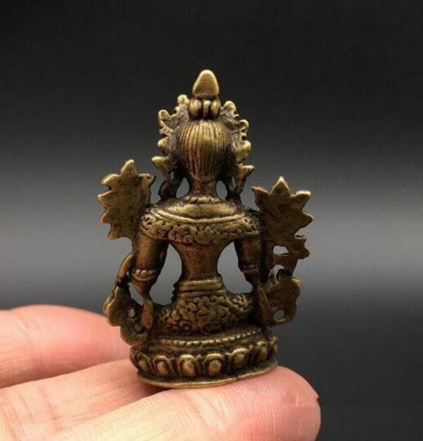 Copper Statue Chinese pure brass Green tara buddha small statue