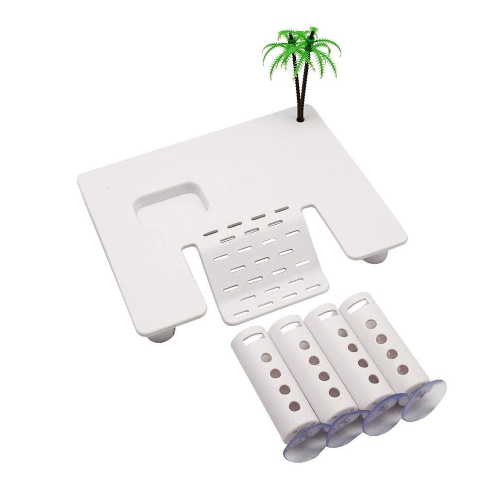 None Turtle Bask Platform with Sucking Disk Simulate Coconut Tree Aquarium Terrarium Decoration -5