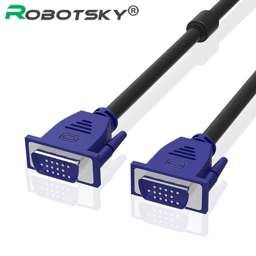 Robotsky Vga Kabel 1.5 M 4.6ft 3 M 10ft Vga Male Naar Vga Male Kabels 1080P Vga/Svga uitbreiding Cabo Voor Monitor Projector