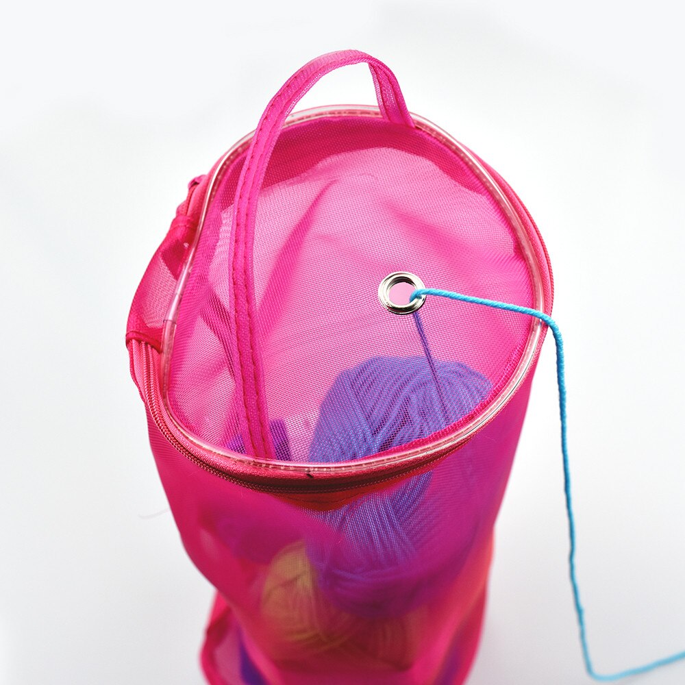 Portable Wire Mesh Weaving Round Bags Wool Storage Bag Yarn Crochet Storage Organizer Knitting Baskets Lightweight