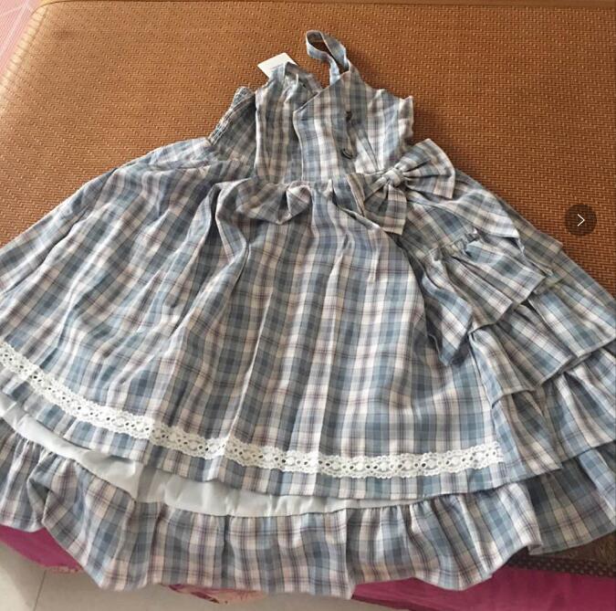 Vestido a cuadros estilo Lolita clásico para niños de 12 a 14 años, uniforme de Escuela Japonesa, ropa JK, Disfraces para: Dress Only / L