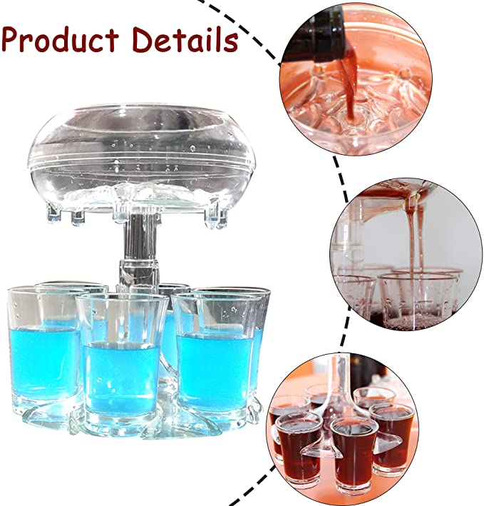 6 cup wine glass holder, pourer, drinking game, party cocktail, beer accessories, fast filling beverage cup dispenser